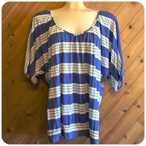 SPLENDID V-Neck Striped Top Plus Sz 3x